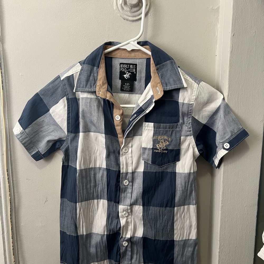 Beverly Hills Polo Club Blue and White Button Down Shirt